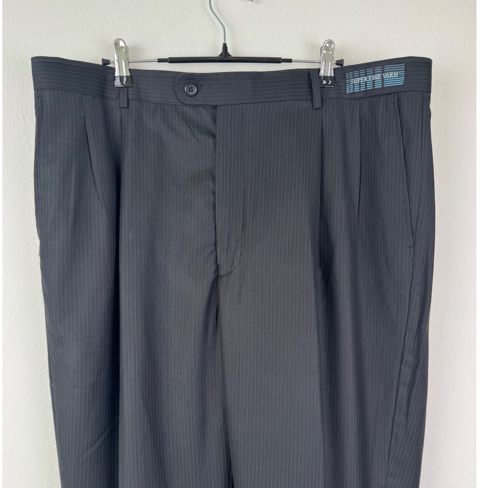 Le Collezioni BH Dress Pants Mens 40 Navy Blue Excellent Pinstripe Wool Pleated
